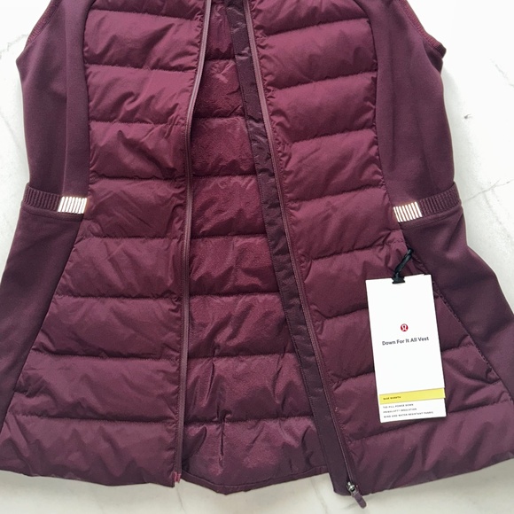 Lululemon Women’s Down For It All Vest, Red Merlot Maroon Size 8 NWT - Picture 3 of 5